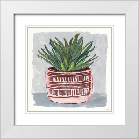 Potted Agave I White Modern Wood Framed Art Print with Double Matting by Stellar Designs Studio