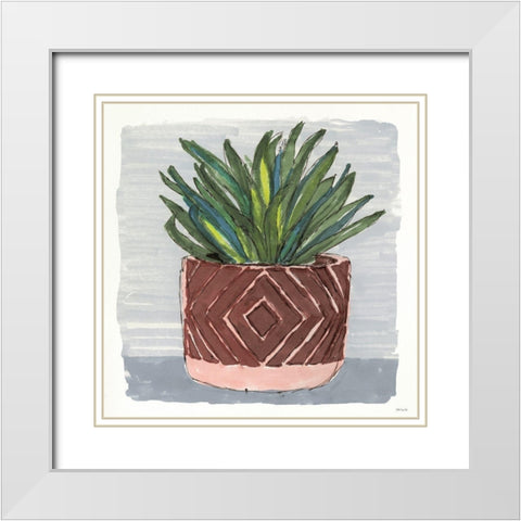 Potted Agave II White Modern Wood Framed Art Print with Double Matting by Stellar Designs Studio
