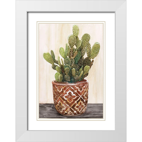 Potted Cactus II White Modern Wood Framed Art Print with Double Matting by Stellar Designs Studio