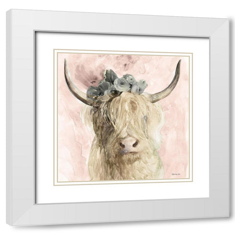 Highland Pretty   White Modern Wood Framed Art Print with Double Matting by Stellar Design Studio