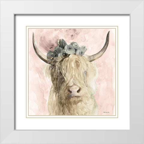 Highland Pretty   White Modern Wood Framed Art Print with Double Matting by Stellar Design Studio