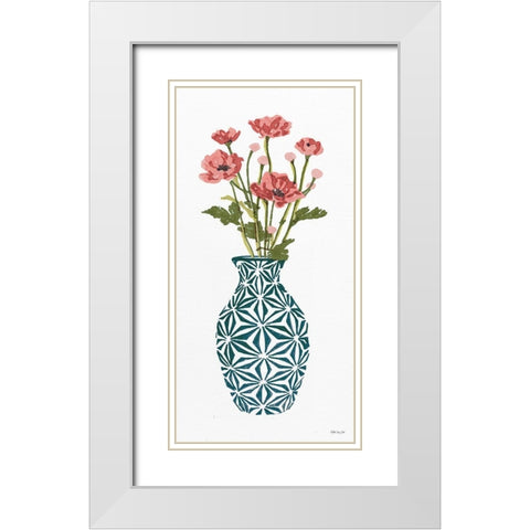 Tile Vase with Bouquet I White Modern Wood Framed Art Print with Double Matting by Stellar Designs Studio