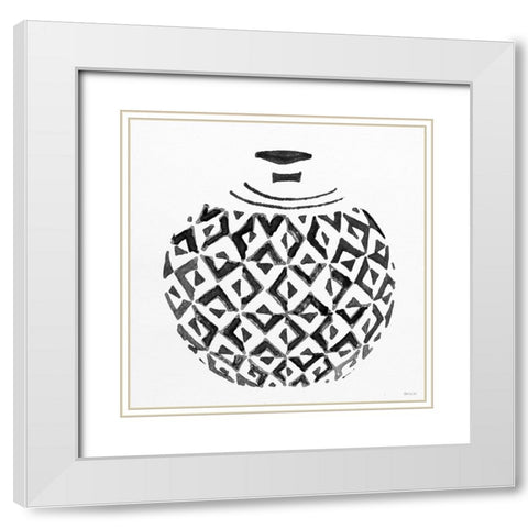 Tile Vase 4 White Modern Wood Framed Art Print with Double Matting by Stellar Design Studio