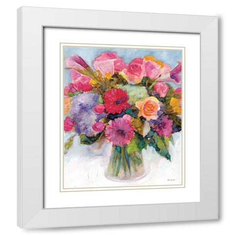 Dramatic Blooms 1 White Modern Wood Framed Art Print with Double Matting by Stellar Design Studio