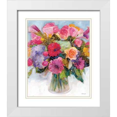 Dramatic Blooms 1 White Modern Wood Framed Art Print with Double Matting by Stellar Design Studio