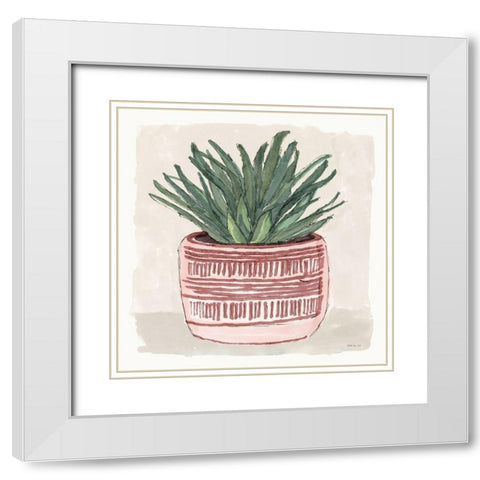 Agave 1 White Modern Wood Framed Art Print with Double Matting by Stellar Design Studio