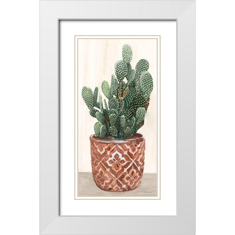 Cactus in Pot 2 White Modern Wood Framed Art Print with Double Matting by Stellar Design Studio