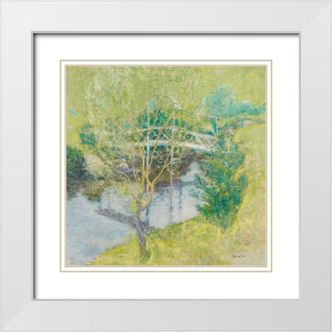 John Henry Twachtman - The White Bridge White Modern Wood Framed Art Print with Double Matting by Stellar Design Studio