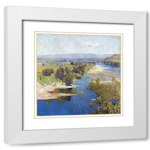 Arthur Streeton - Cremorne Pastoral White Modern Wood Framed Art Print with Double Matting by Stellar Design Studio