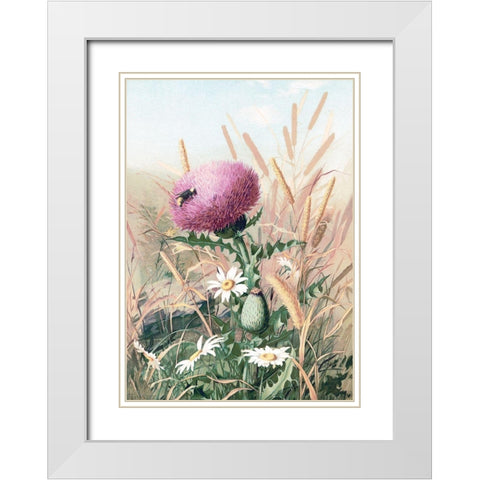 Meadow Flowers 1 White Modern Wood Framed Art Print with Double Matting by Stellar Design Studio