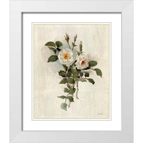 White Roses White Modern Wood Framed Art Print with Double Matting by Stellar Design Studio