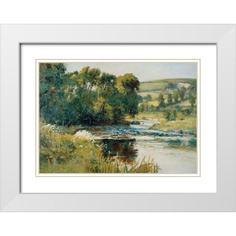 Streamside   White Modern Wood Framed Art Print with Double Matting by Stellar Design Studio