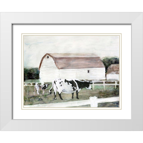 Country Farm     White Modern Wood Framed Art Print with Double Matting by Stellar Design Studio