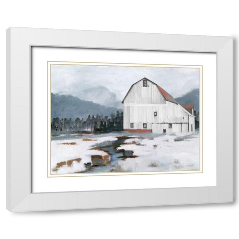 The Old Barn   White Modern Wood Framed Art Print with Double Matting by Stellar Design Studio
