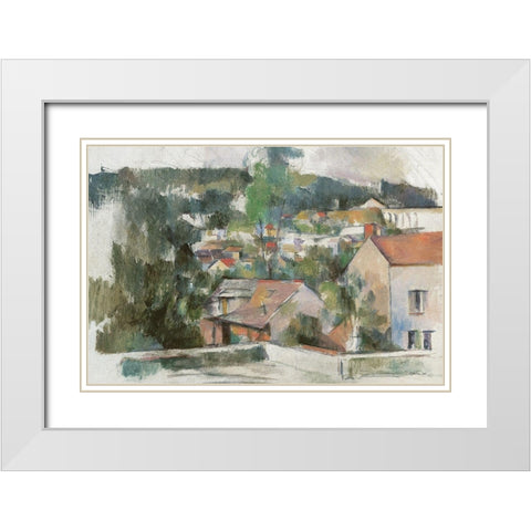 Hillside Town II     White Modern Wood Framed Art Print with Double Matting by Stellar Design Studio