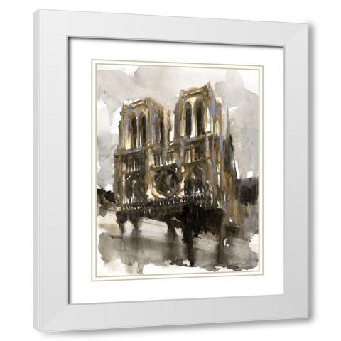 Paris Street 3 White Modern Wood Framed Art Print with Double Matting by Stellar Design Studio