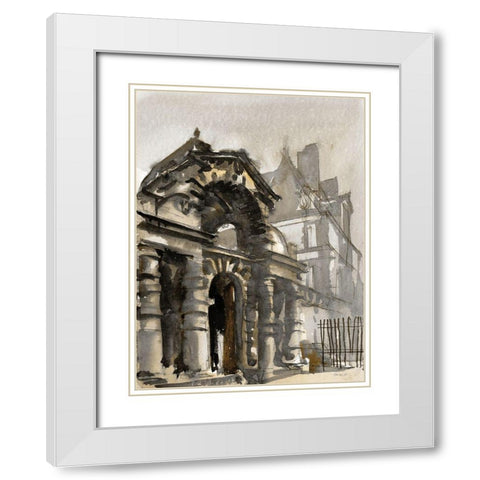 Paris Street 4 White Modern Wood Framed Art Print with Double Matting by Stellar Design Studio