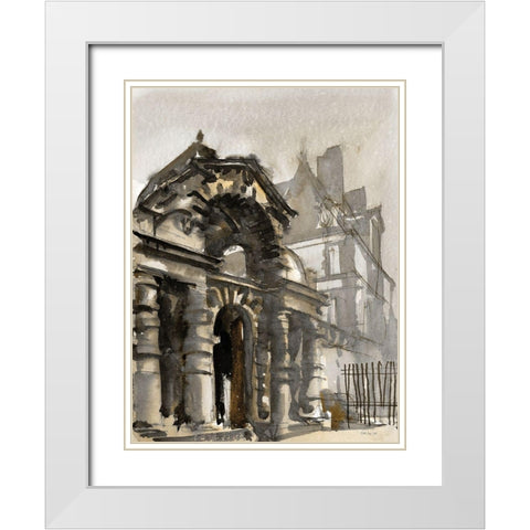 Paris Street 4 White Modern Wood Framed Art Print with Double Matting by Stellar Design Studio