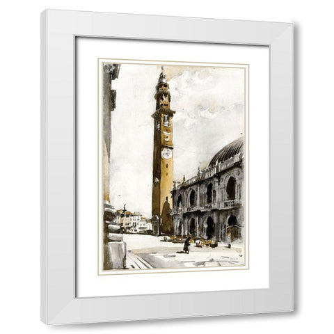 Paris Street 5 White Modern Wood Framed Art Print with Double Matting by Stellar Design Studio