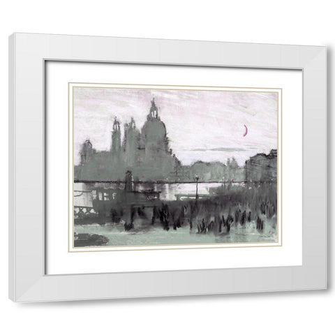 Venice Moonlight White Modern Wood Framed Art Print with Double Matting by Stellar Design Studio