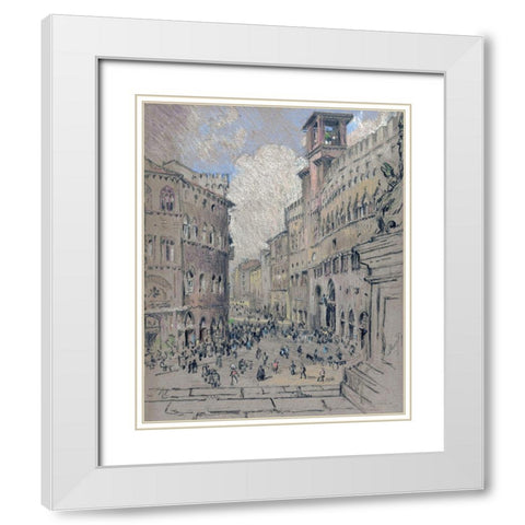 City Square White Modern Wood Framed Art Print with Double Matting by Stellar Design Studio