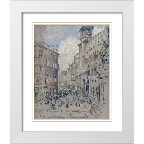 City Square White Modern Wood Framed Art Print with Double Matting by Stellar Design Studio