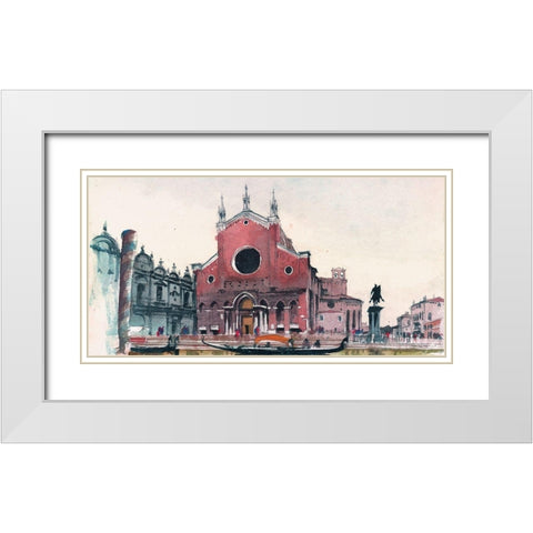 Venice Waterway White Modern Wood Framed Art Print with Double Matting by Stellar Design Studio