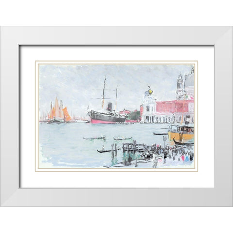 Port of Venice White Modern Wood Framed Art Print with Double Matting by Stellar Design Studio