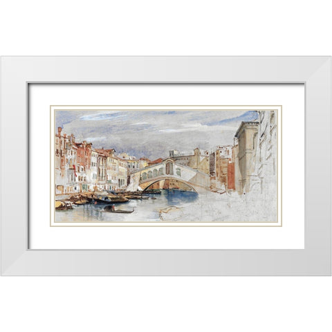 The Grand Canal White Modern Wood Framed Art Print with Double Matting by Stellar Design Studio