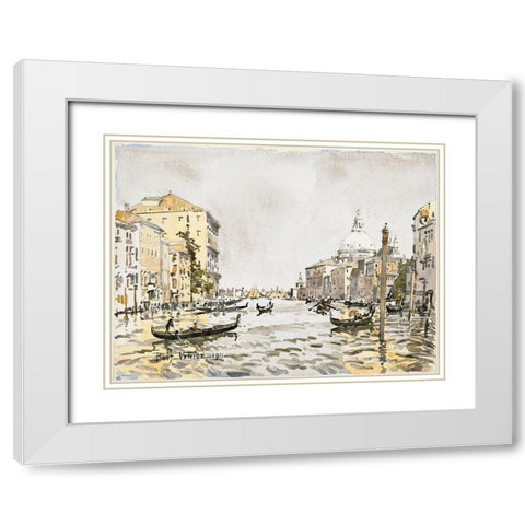 Afternoon on the Great Canal White Modern Wood Framed Art Print with Double Matting by Stellar Design Studio