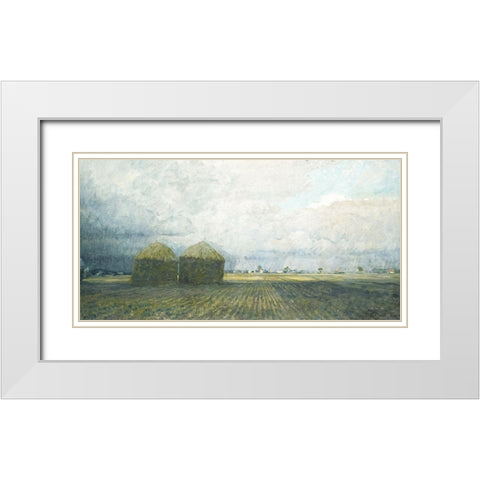 Hayfields White Modern Wood Framed Art Print with Double Matting by Stellar Design Studio