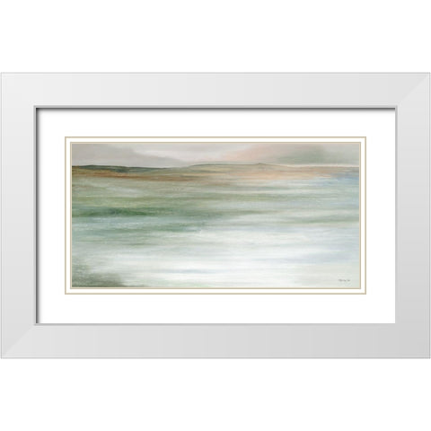 Peaceful Waters White Modern Wood Framed Art Print with Double Matting by Stellar Design Studio