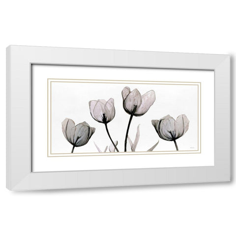 Floral Simplicity White Modern Wood Framed Art Print with Double Matting by Stellar Design Studio
