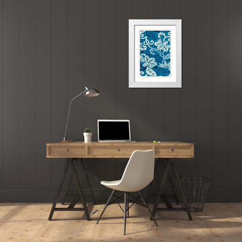 Cobalt Pattern I White Modern Wood Framed Art Print with Double Matting by Stellar Design Studio
