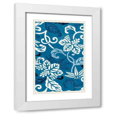 Cobalt Pattern I White Modern Wood Framed Art Print with Double Matting by Stellar Design Studio