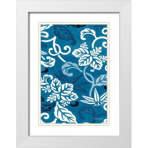 Cobalt Pattern I White Modern Wood Framed Art Print with Double Matting by Stellar Design Studio