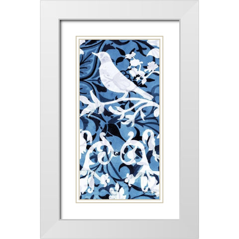 Cobalt Pattern II White Modern Wood Framed Art Print with Double Matting by Stellar Design Studio