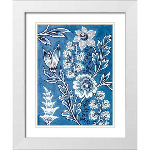 Floral Tapestry Study White Modern Wood Framed Art Print with Double Matting by Stellar Design Studio