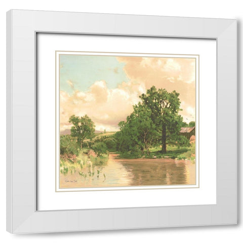 Country Pond 2 White Modern Wood Framed Art Print with Double Matting by Stellar Design Studio