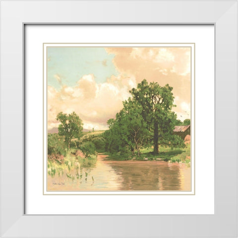 Country Pond 2 White Modern Wood Framed Art Print with Double Matting by Stellar Design Studio