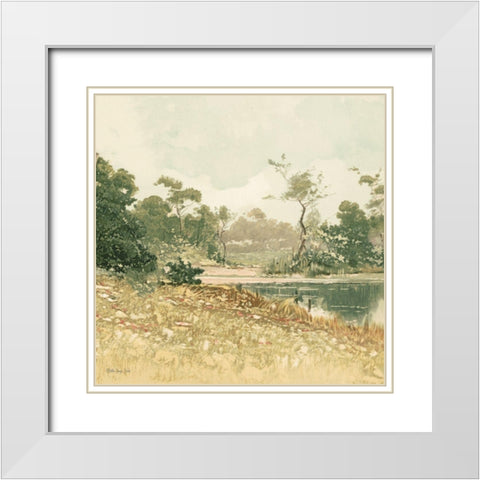 Country Pond 6 White Modern Wood Framed Art Print with Double Matting by Stellar Design Studio