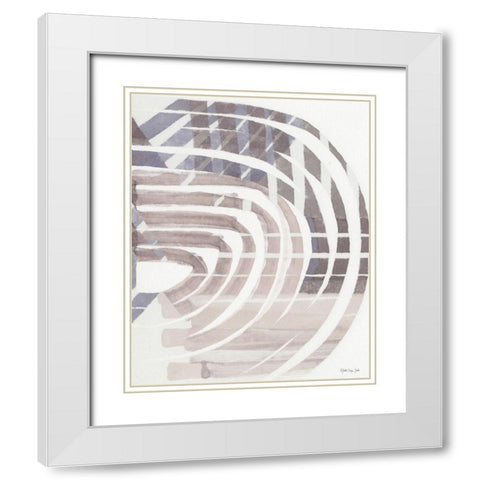 Abstract Curves White Modern Wood Framed Art Print with Double Matting by Stellar Design Studio