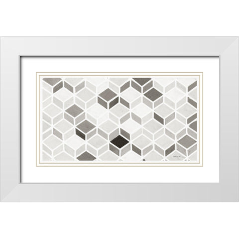 White and Gray Pattern     White Modern Wood Framed Art Print with Double Matting by Stellar Design Studio