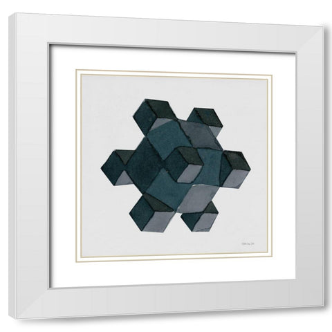 Geo 2 White Modern Wood Framed Art Print with Double Matting by Stellar Design Studio