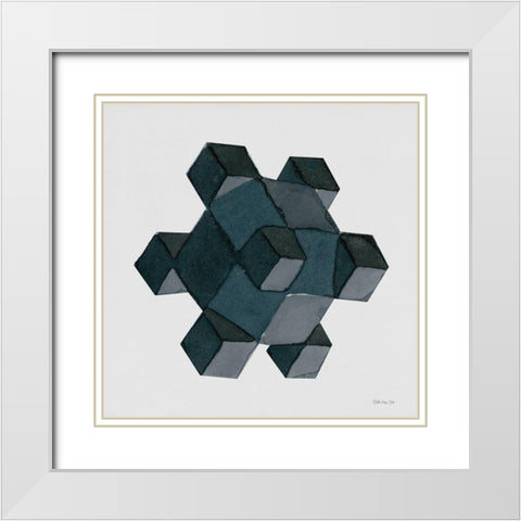 Geo 2 White Modern Wood Framed Art Print with Double Matting by Stellar Design Studio