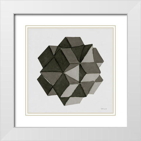 Geo 3 White Modern Wood Framed Art Print with Double Matting by Stellar Design Studio