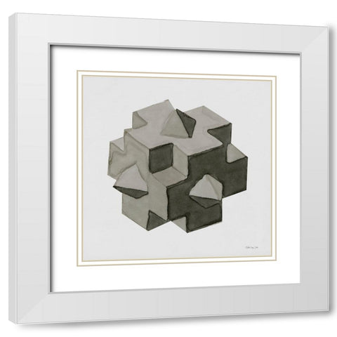 Geo 5 White Modern Wood Framed Art Print with Double Matting by Stellar Design Studio