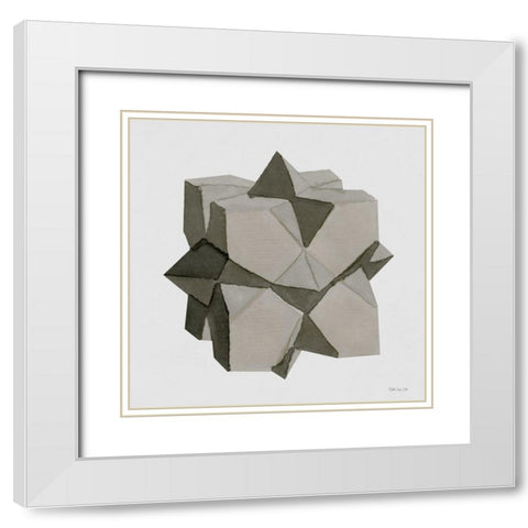 Geo 6 White Modern Wood Framed Art Print with Double Matting by Stellar Design Studio