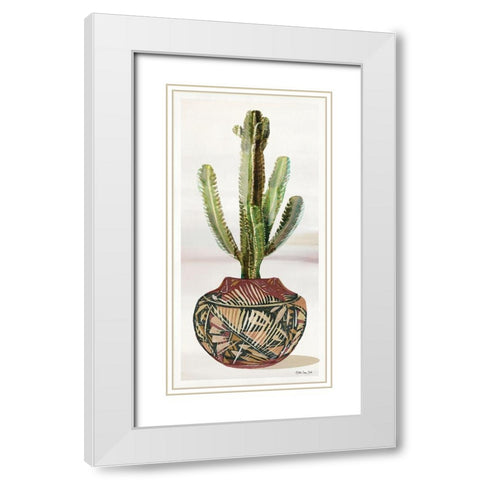 Cactus in Pot 1   White Modern Wood Framed Art Print with Double Matting by Stellar Design Studio