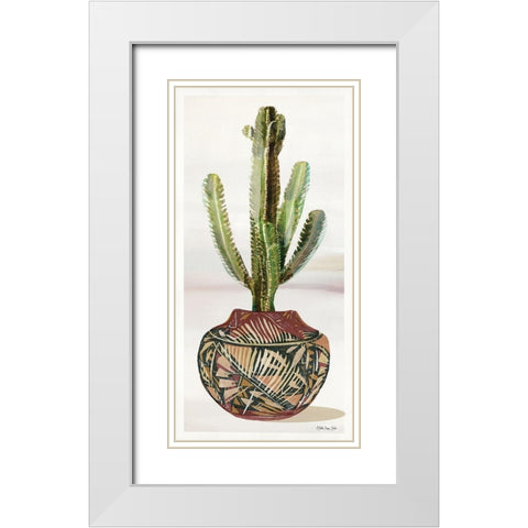 Cactus in Pot 1   White Modern Wood Framed Art Print with Double Matting by Stellar Design Studio